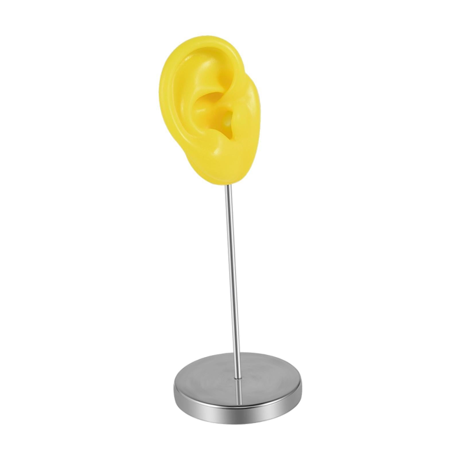 Silicone Ear Model Organizer Reusable Realistic Earring Display Stand Holder Yellow Right