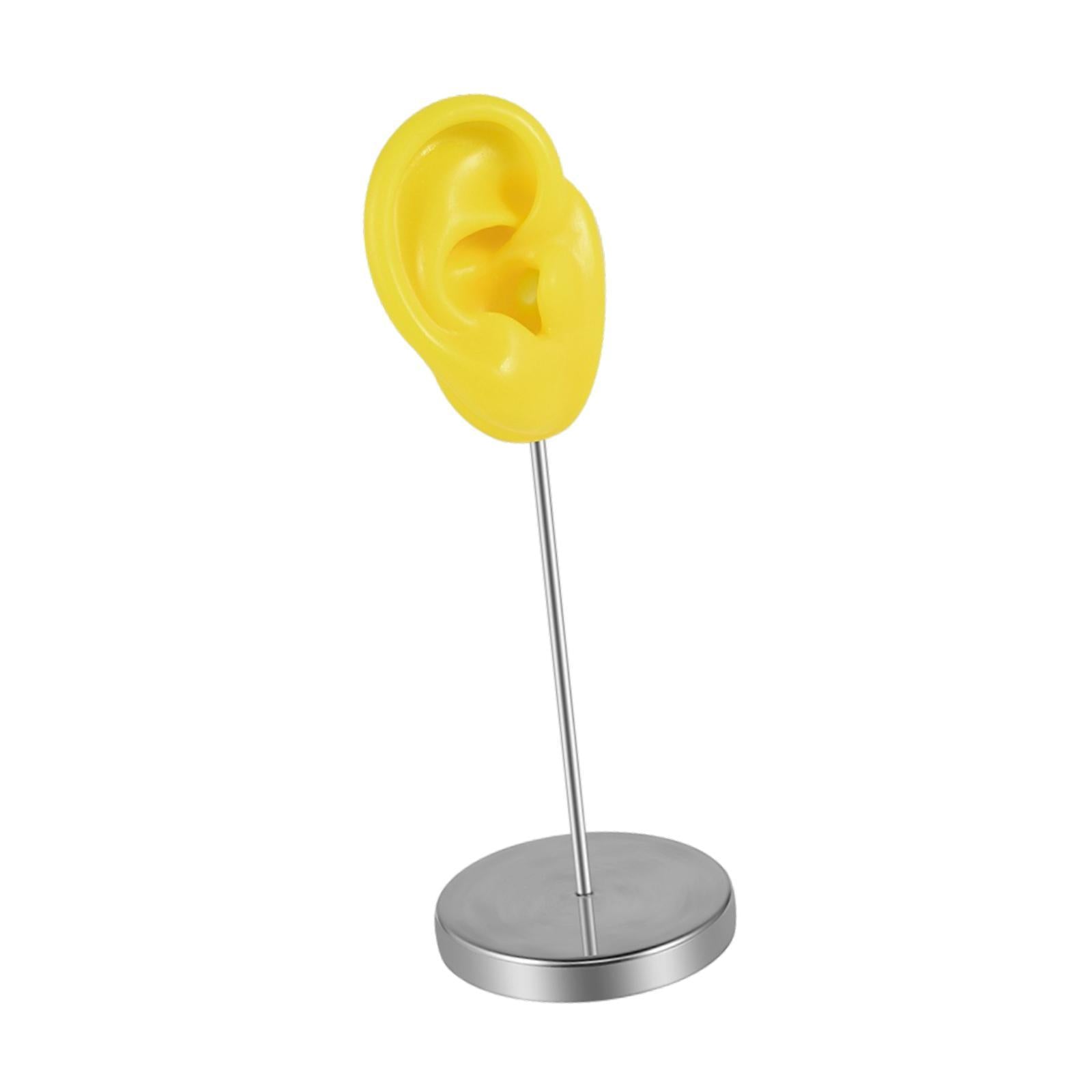 Silicone Ear Model Organizer Reusable Realistic Earring Display Stand Holder Yellow Right