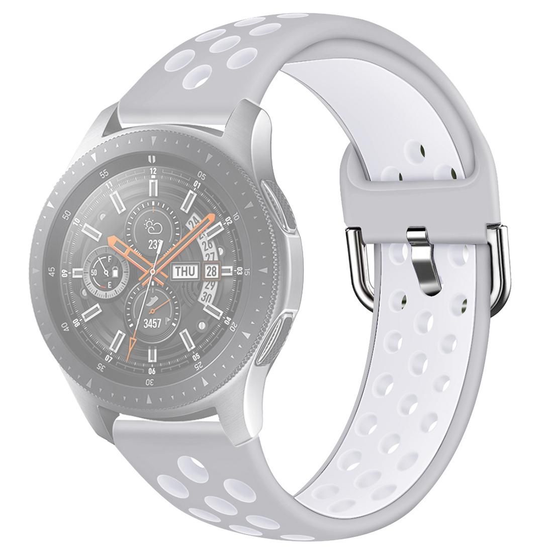 For Galaxy Watch 46 / S3 / Huawei Watch GT 1 / 2 22mm Smart Watch Silicone Double Color Wrist Strap Watchband, Size:L (White Black)