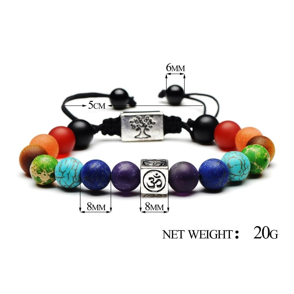 Tree of Life Multicolor Beads Stones Weave Yoga Rope Bracelets (Multicolor gold)