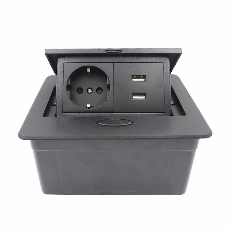 Desktop pop up Socket 1 EU plug with USB A&A charging with 1.8m power cable