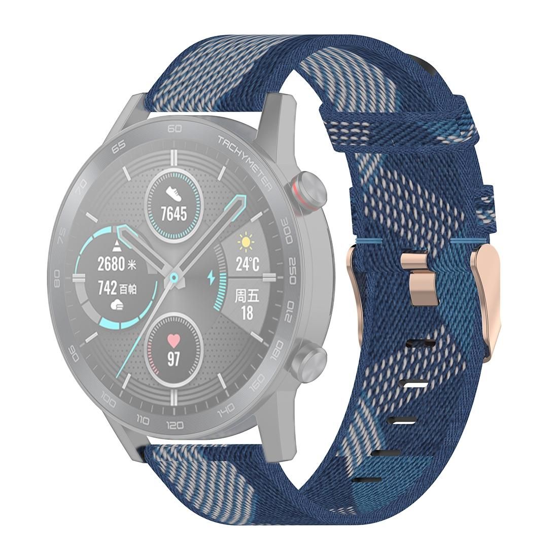 22mm Stripe Weave Nylon Wrist Strap Watch Band for Huawei GT / GT2 46mm, Honor Magic Watch 2 46mm / Magic (Blue)