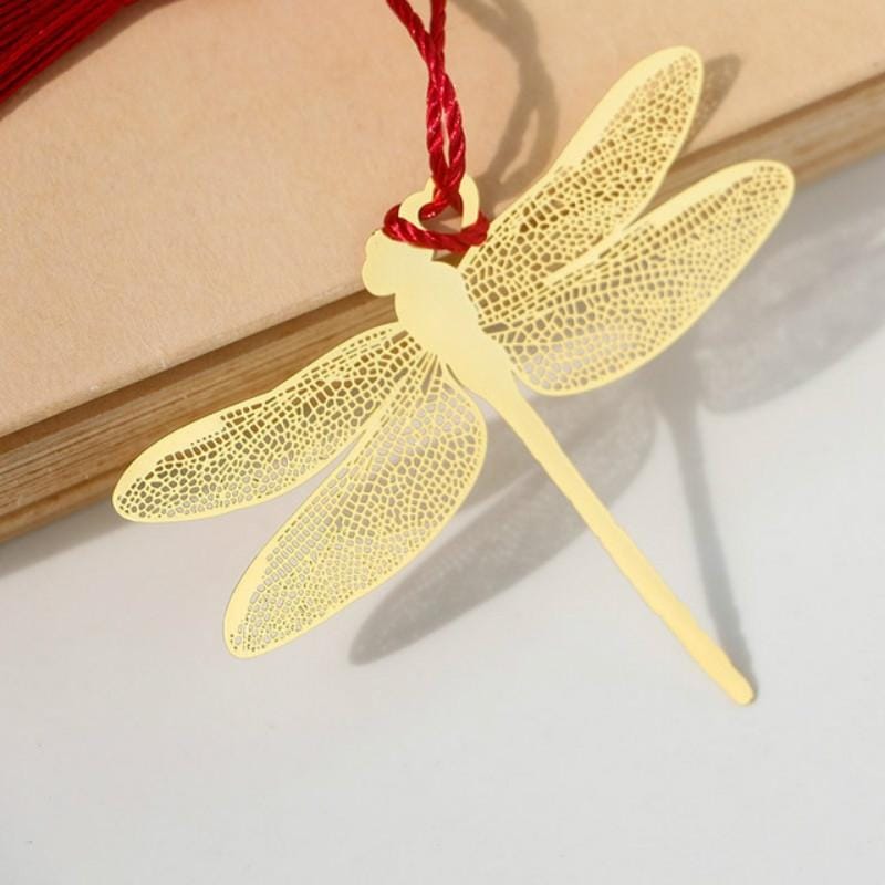 Brass Dragonfly Classical Metal Bookmark Office Accessories School Supplies (Gold)