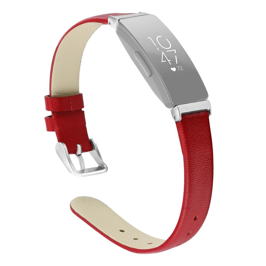 For Fitbit Inspire / Inspire HR Leather Replacement Wrist Strap Watchband with Metal Connector, Size:L (Red)