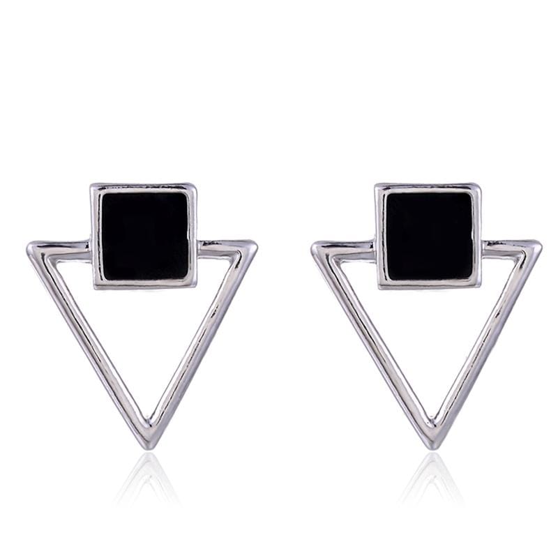 Drop Earrings Women Jewelry Square Hollow Triangle Earring (Gold Color)