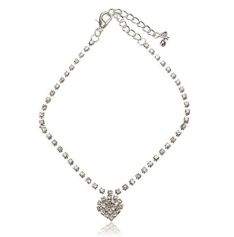 Heart Shape Rhinestone Anklet Bracelet Beach Foot Jewelry Anklet Chain
