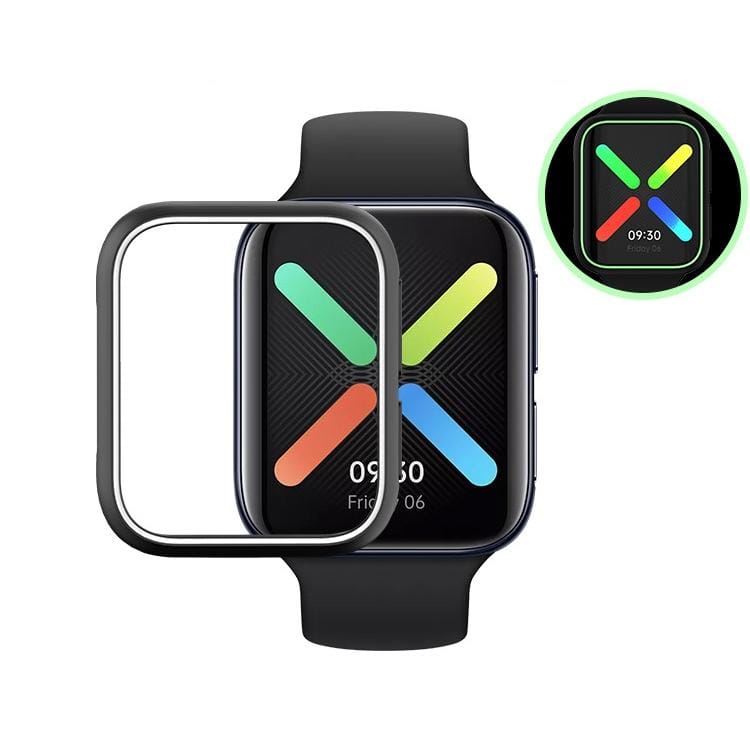 For OPPO Watch 46mm Smart Watch TPU Protective Case, Color:Black+White Luminous Green