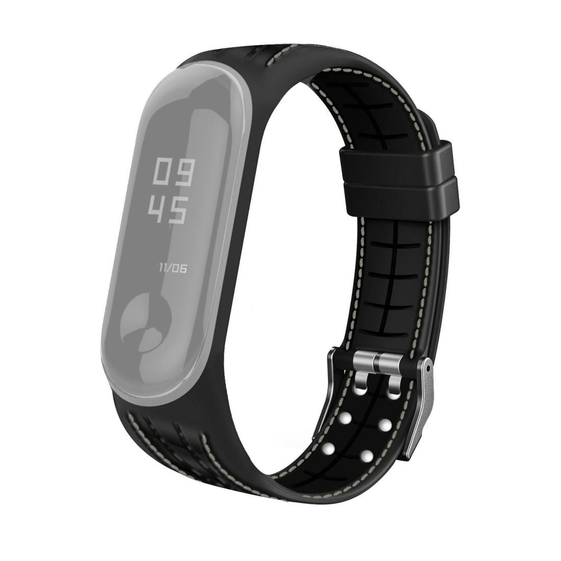 For Xiaomi Mi Band 4 / 3 Silicone Two-color Thread Replacement Strap Watchband, Style:Single Bead Texture (Grey)