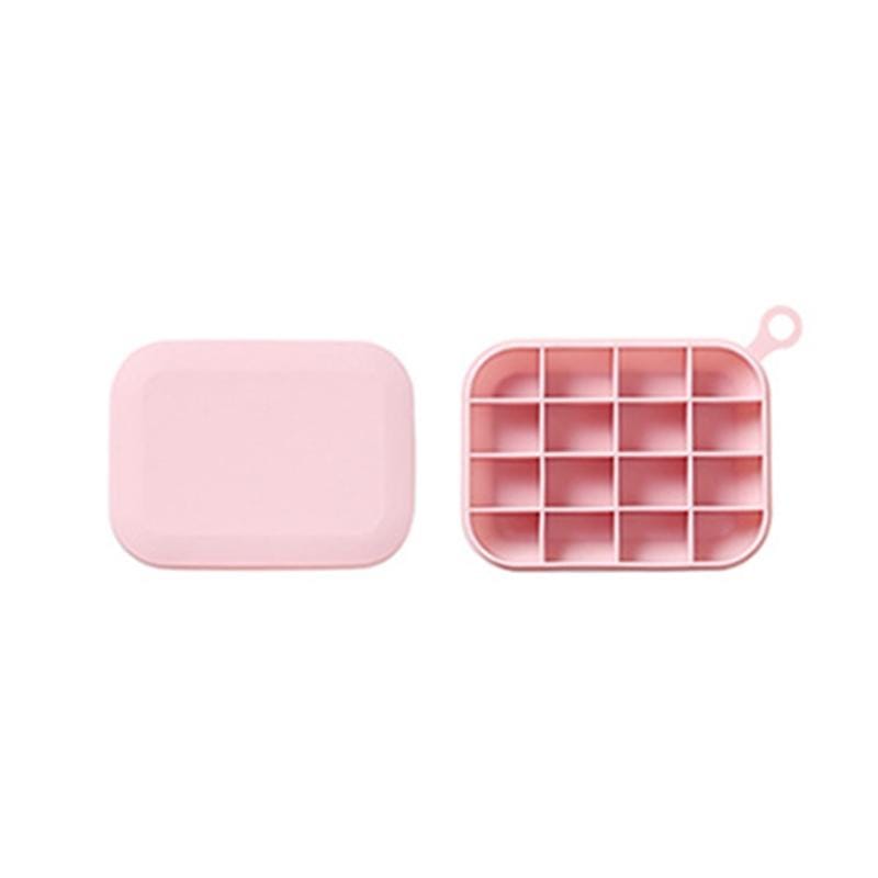 4 PCS Home Creative Geometric Simple Ice Tray Mold with Lid DIY Ice Cube Homemade Box, Style:Rectangular (Pink)