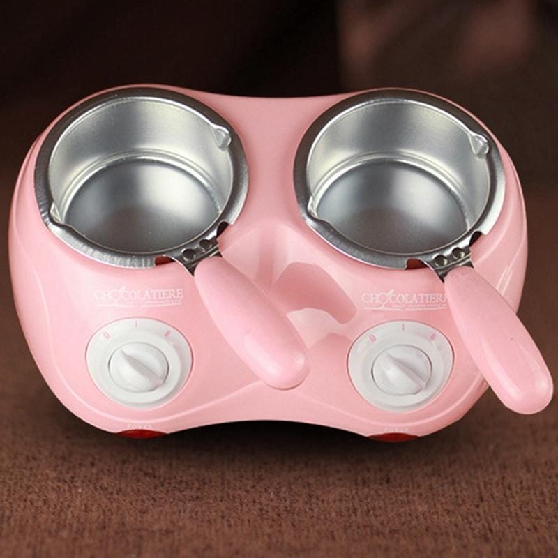 Electric heating double Pot Furnace Chocolate Melting Machine, 220V (Pink)