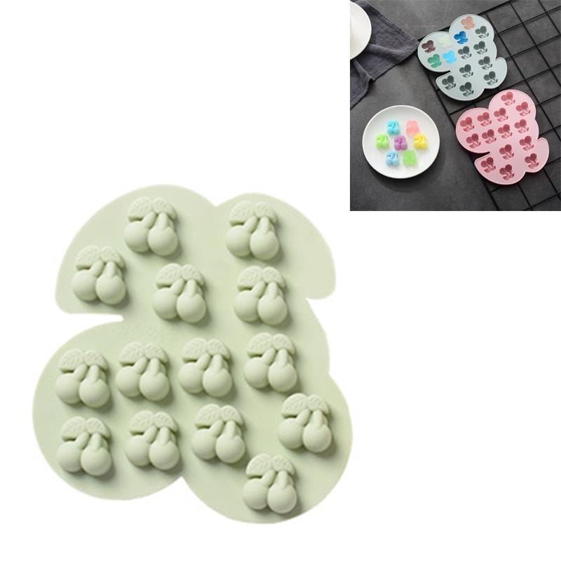4 PCS Cherry Fruit Ice Tray Silicone Mold Cake Chocolate Candy Mold DIY Baking Mold (Green)
