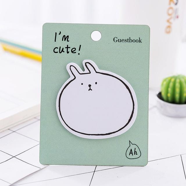 4 PCS  Kawaii Cartoon Animal Sticky Notes School Cardstock (Green)