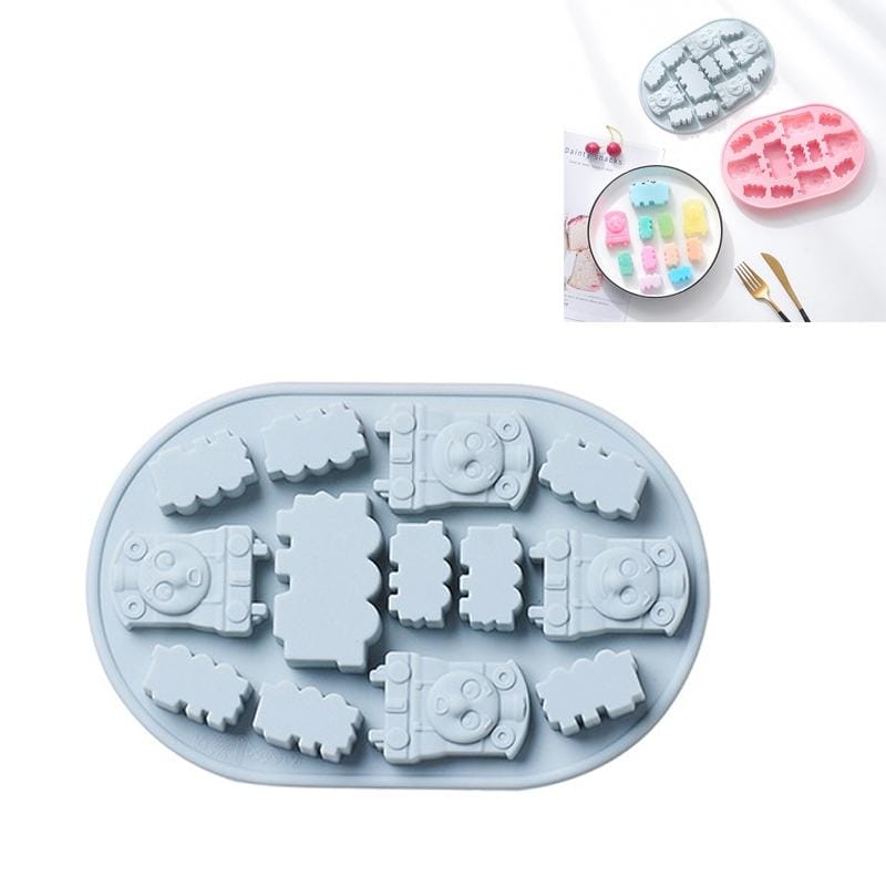 4 PCS Small Train Silicone Ice Tray Mold Food Supplement Box Pudding DIY Baking Cake Mold (Blue)