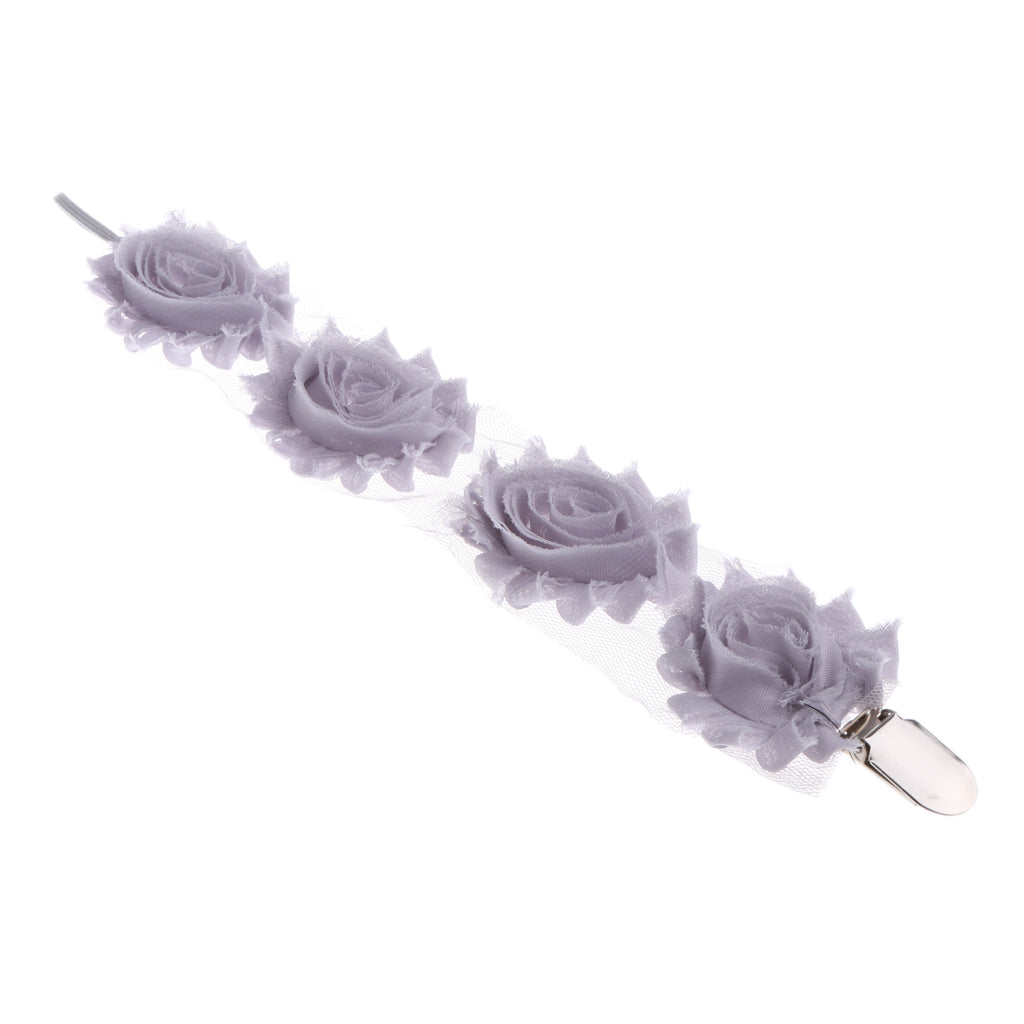 Baby Flower Dummy Pacifier Clip Teething Soother Holder Chain Gray