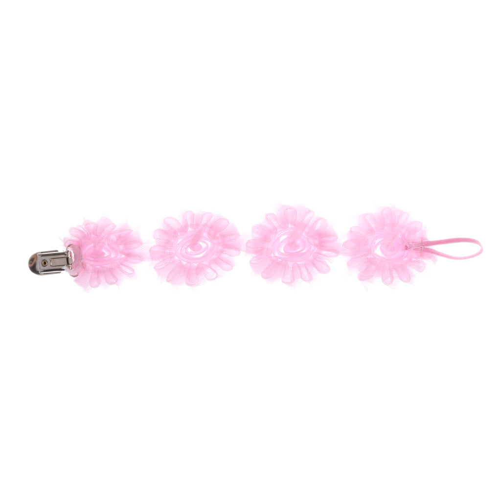 Baby Flower Dummy Pacifier Clip Teething Soother Holder Chain Pink