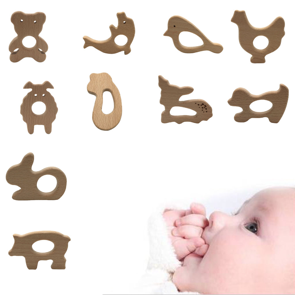 Cute Safe Natural Wooden Baby Teether Teething Toy Shower New Bear