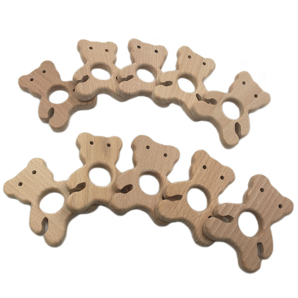 Cute Safe Natural Wooden Baby Teether Teething Toy Shower New Bear