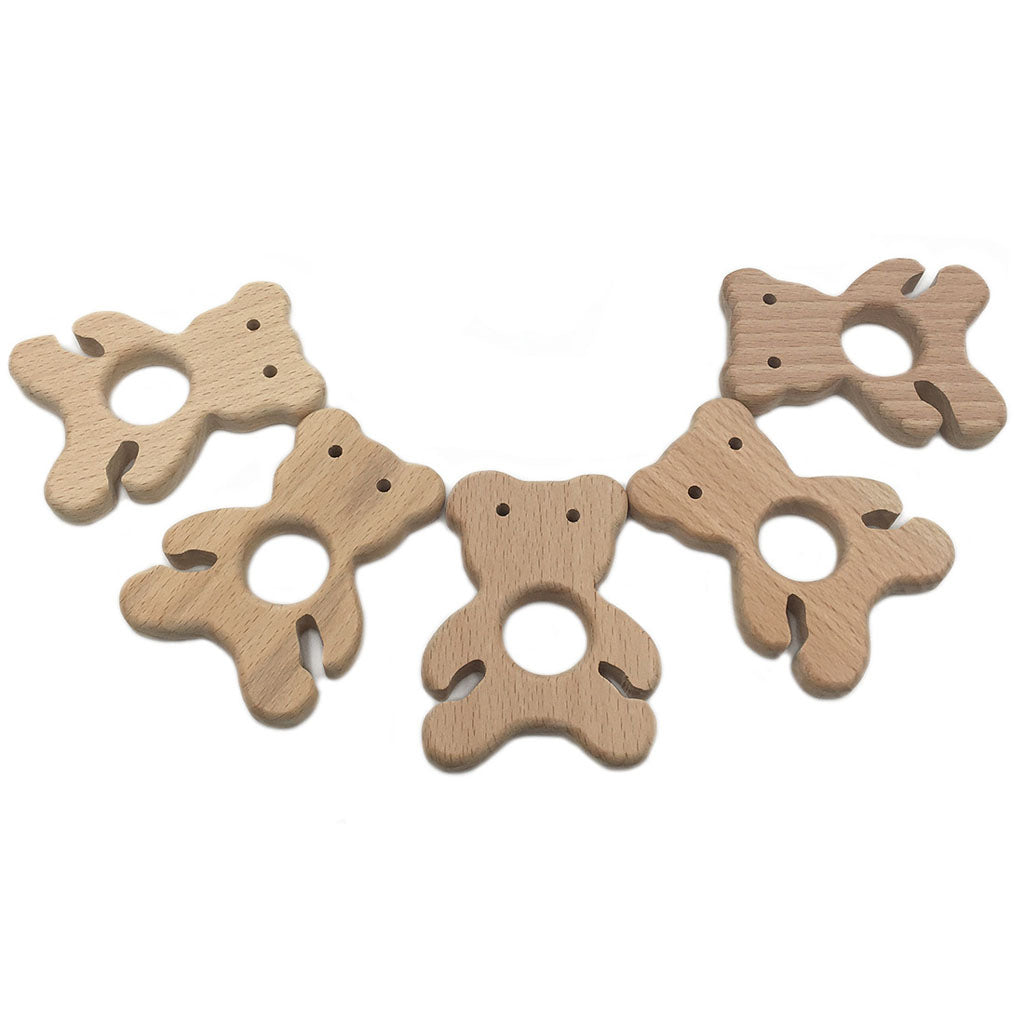 Cute Safe Natural Wooden Baby Teether Teething Toy Shower New Bear