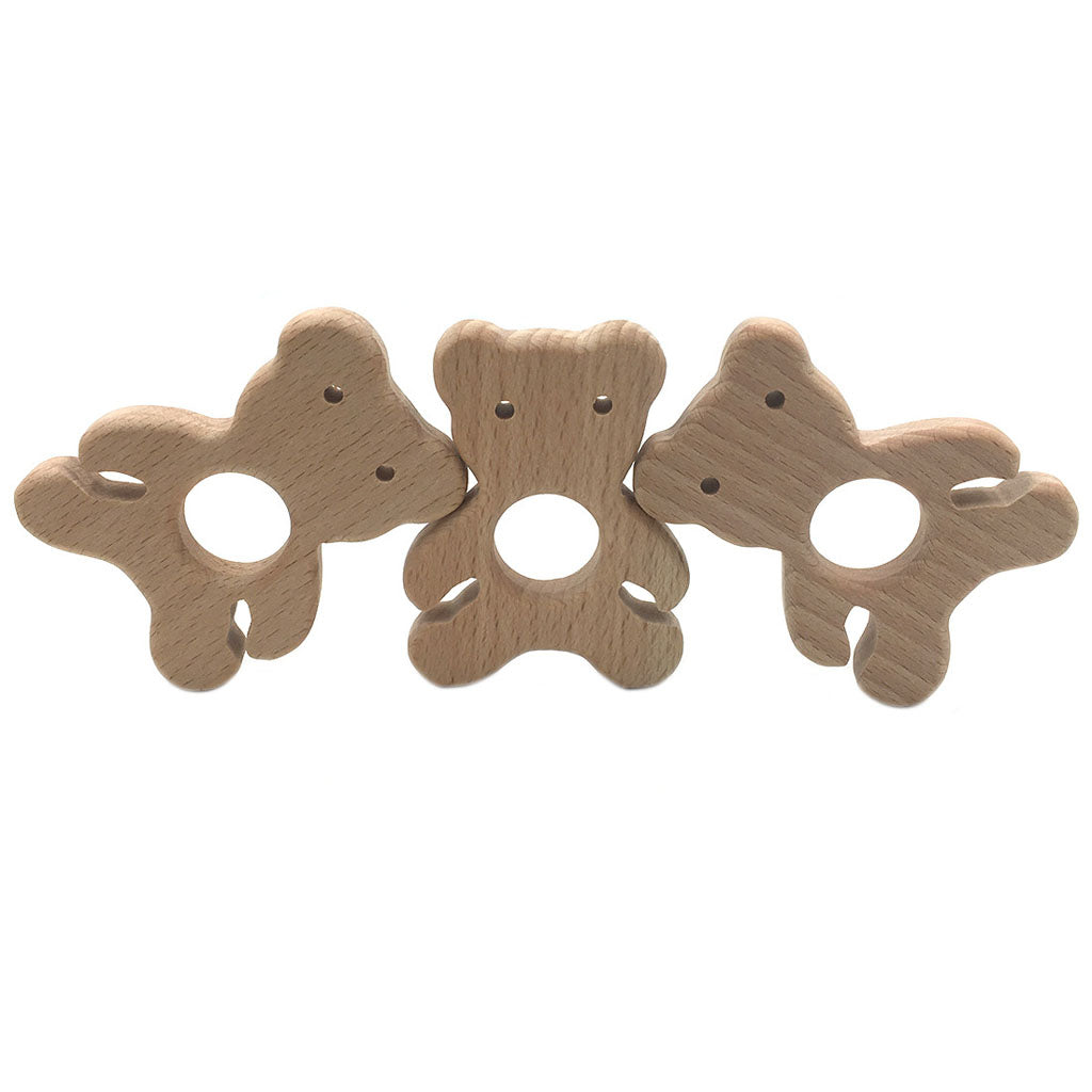 Cute Safe Natural Wooden Baby Teether Teething Toy Shower New Bear