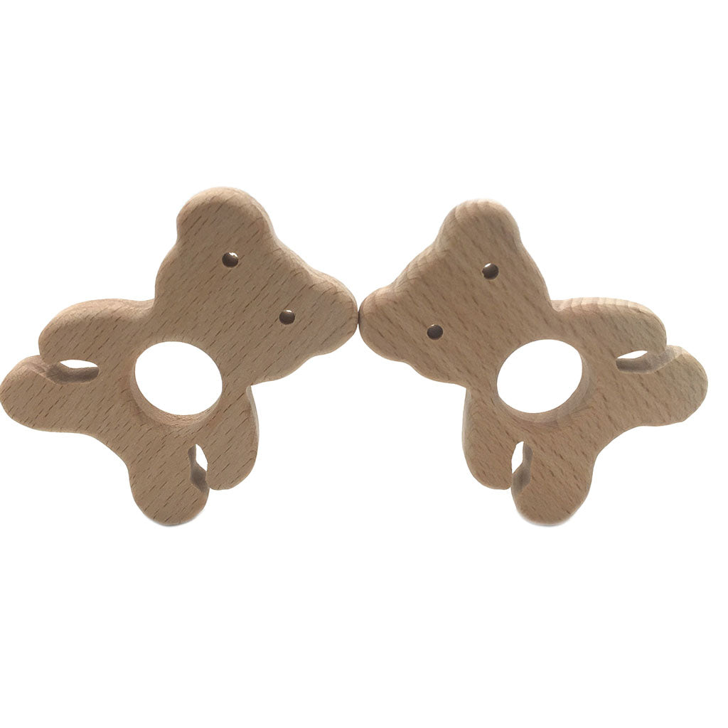 Cute Safe Natural Wooden Baby Teether Teething Toy Shower New Bear