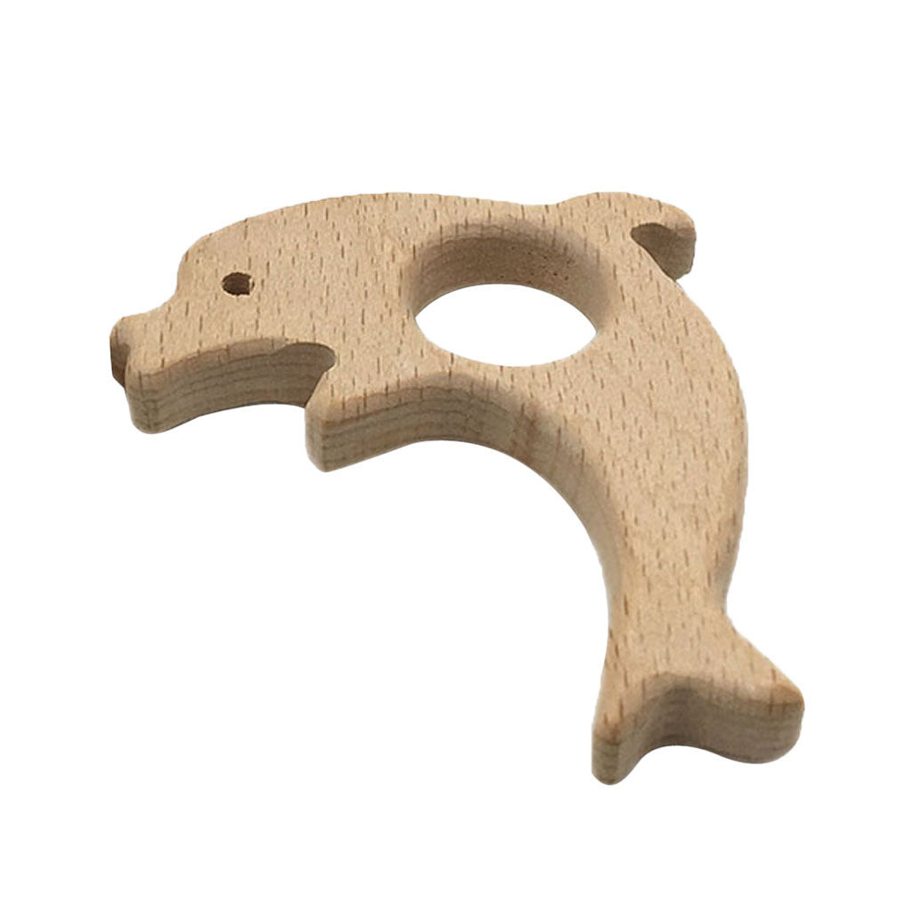 Cute Safe Natural Wooden Baby Teether Teething Toy Shower New Dolphin