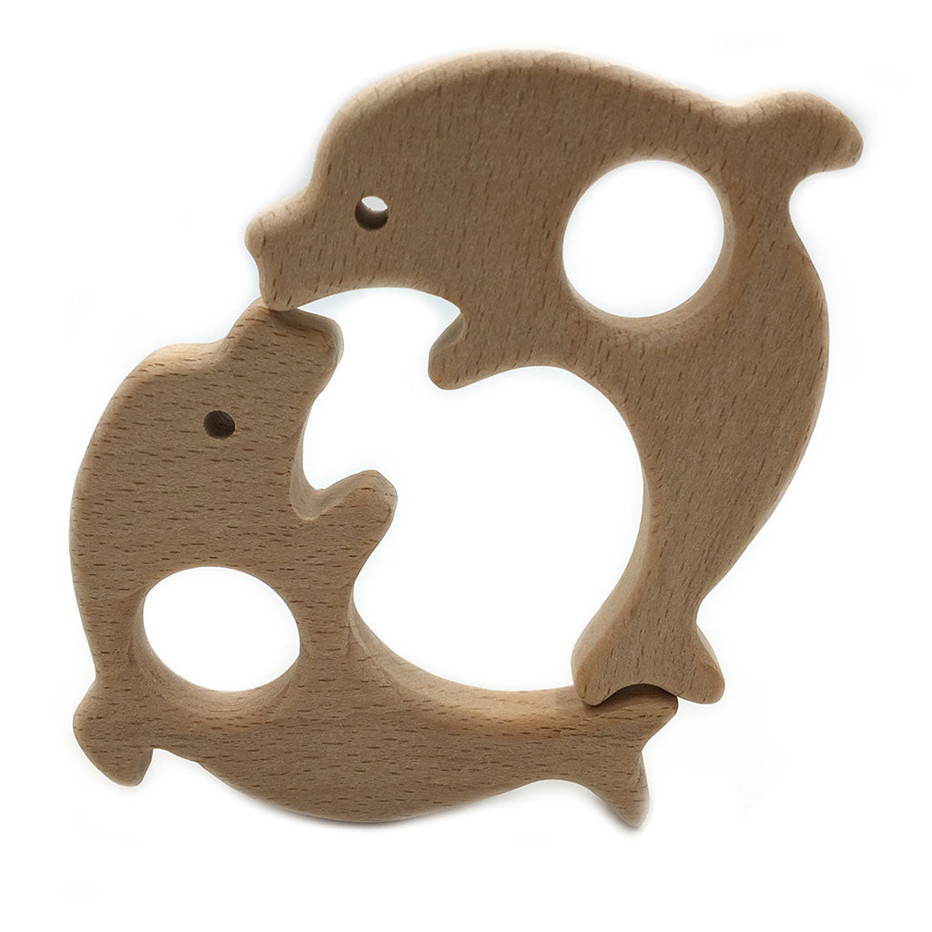 Cute Safe Natural Wooden Baby Teether Teething Toy Shower New Dolphin