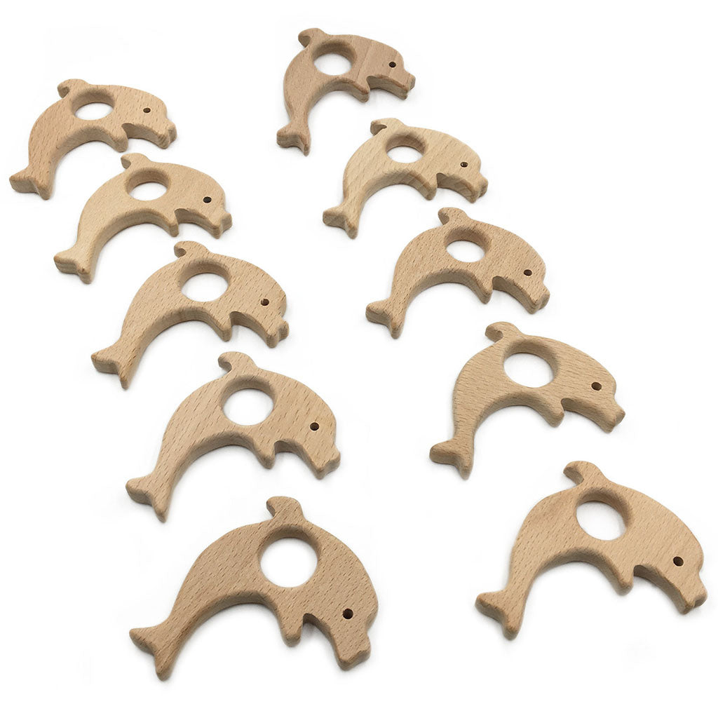 Cute Safe Natural Wooden Baby Teether Teething Toy Shower New Dolphin