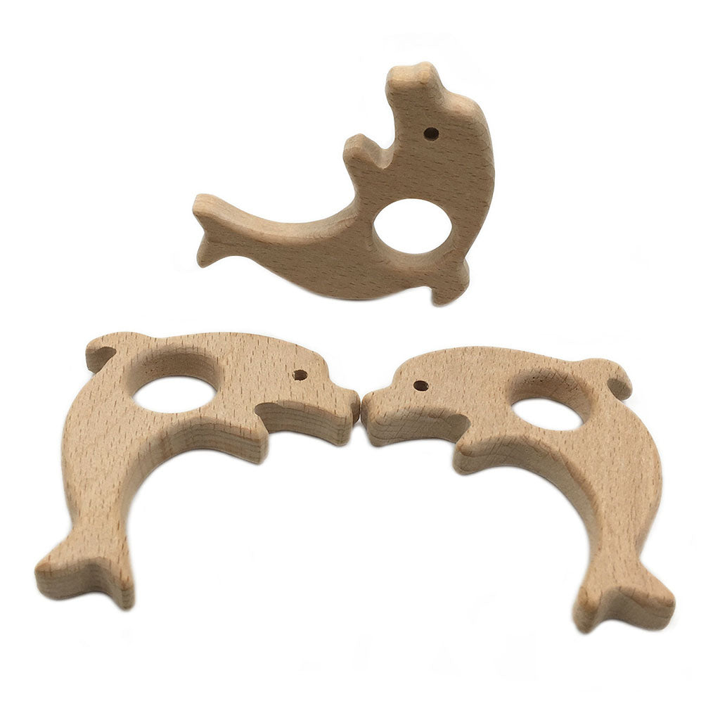 Cute Safe Natural Wooden Baby Teether Teething Toy Shower New Dolphin