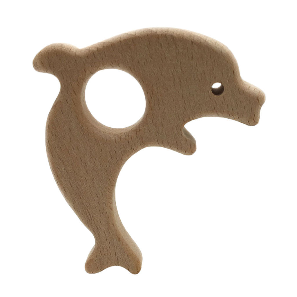 Cute Safe Natural Wooden Baby Teether Teething Toy Shower New Dolphin