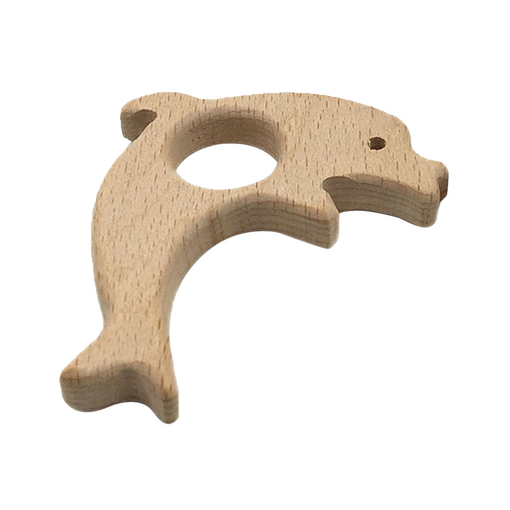 Cute Safe Natural Wooden Baby Teether Teething Toy Shower New Dolphin