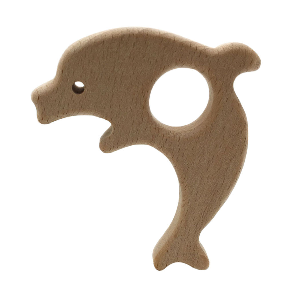 Cute Safe Natural Wooden Baby Teether Teething Toy Shower New Dolphin