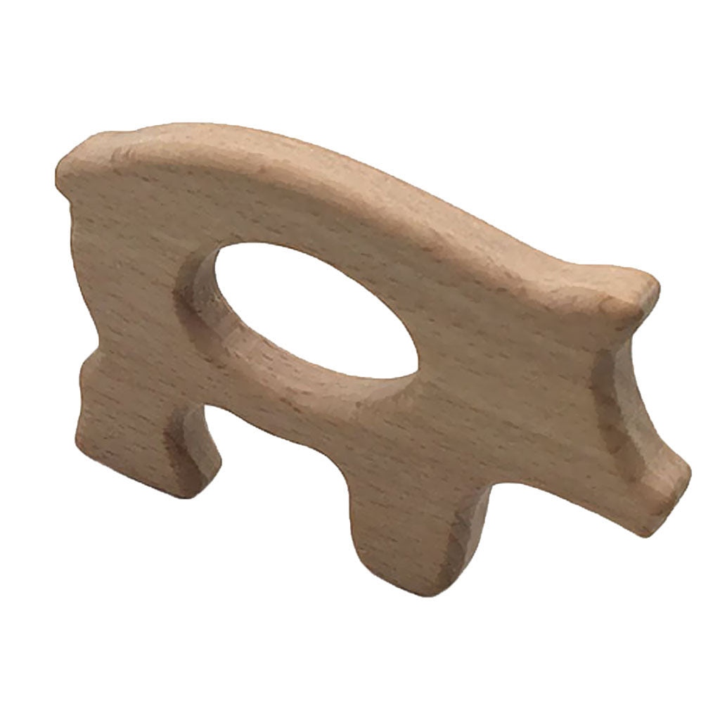 Cute Safe Natural Wooden Baby Teether Teething Toy Shower New Pig