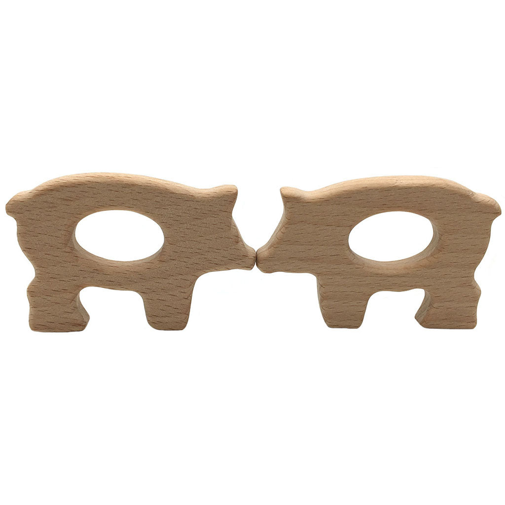 Cute Safe Natural Wooden Baby Teether Teething Toy Shower New Pig