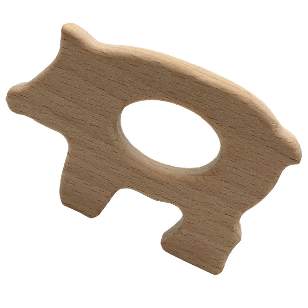 Cute Safe Natural Wooden Baby Teether Teething Toy Shower New Pig