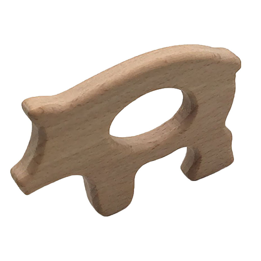 Cute Safe Natural Wooden Baby Teether Teething Toy Shower New Pig