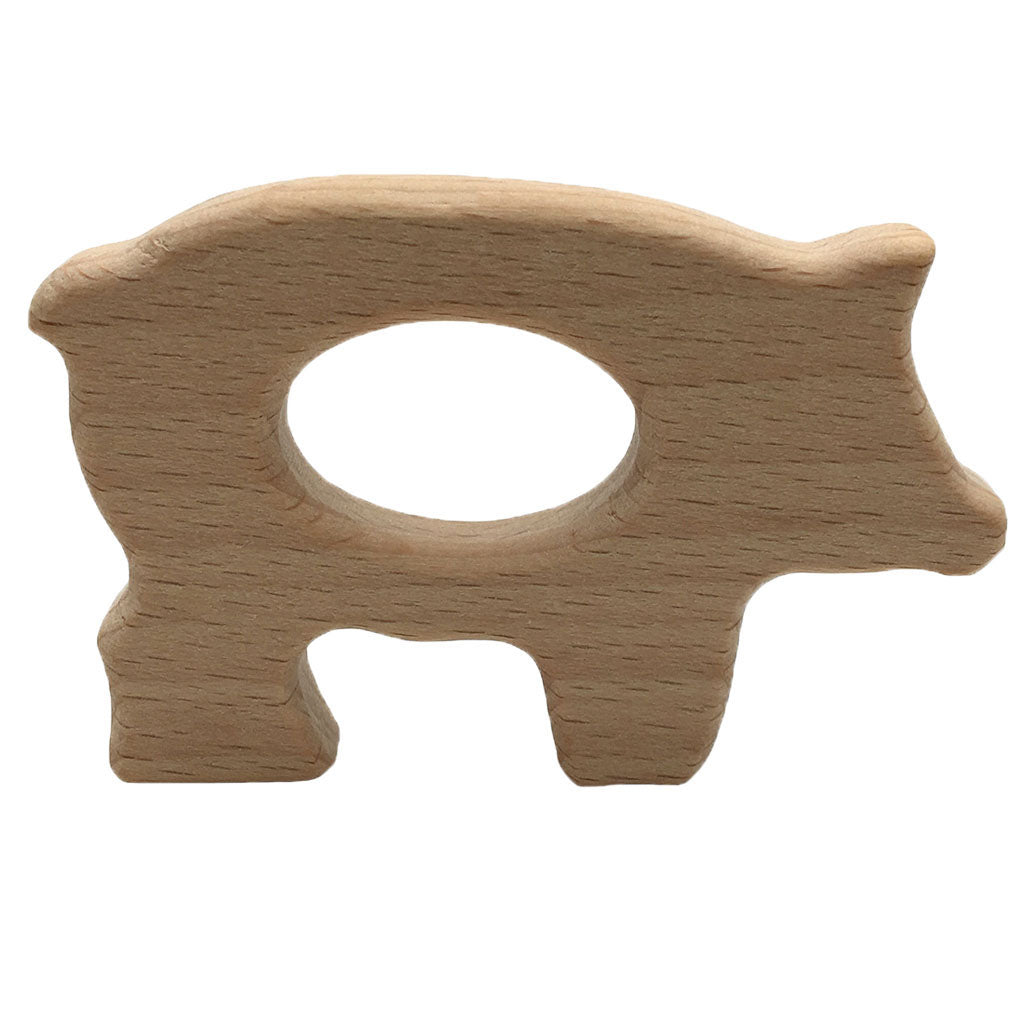 Cute Safe Natural Wooden Baby Teether Teething Toy Shower New Pig