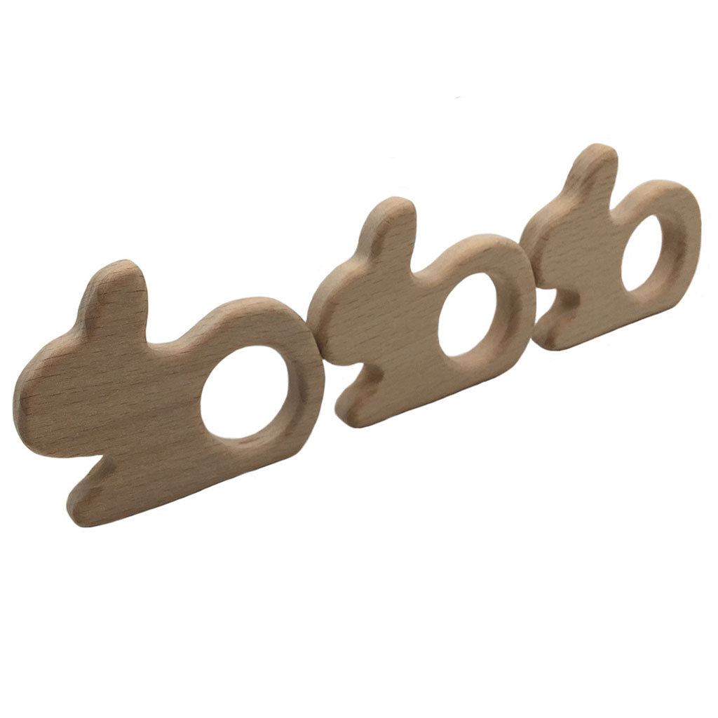 Cute Safe Natural Wooden Baby Teether Teething Toy Shower New Rabbit