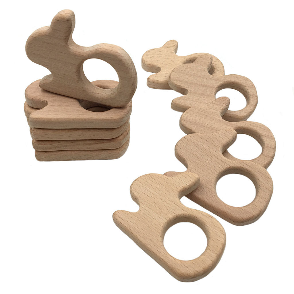 Cute Safe Natural Wooden Baby Teether Teething Toy Shower New Rabbit