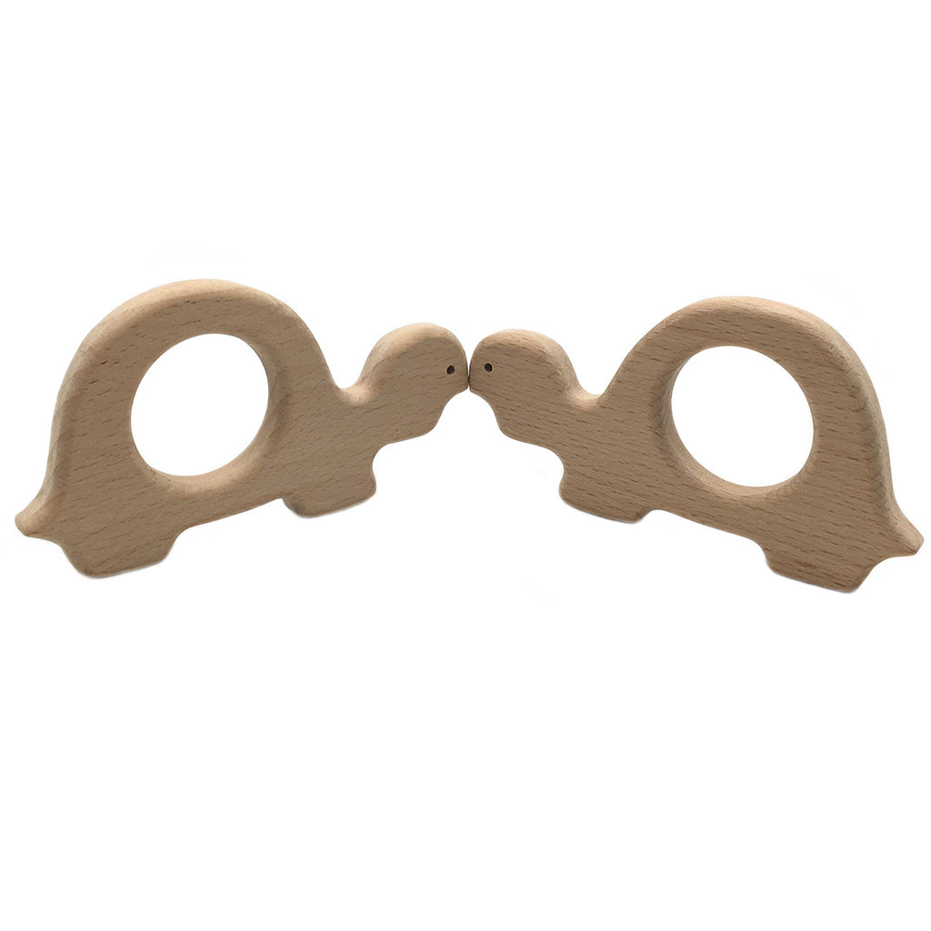 Natural Wooden Animal Shape Ring Baby Teether Teething Toy Tortoise