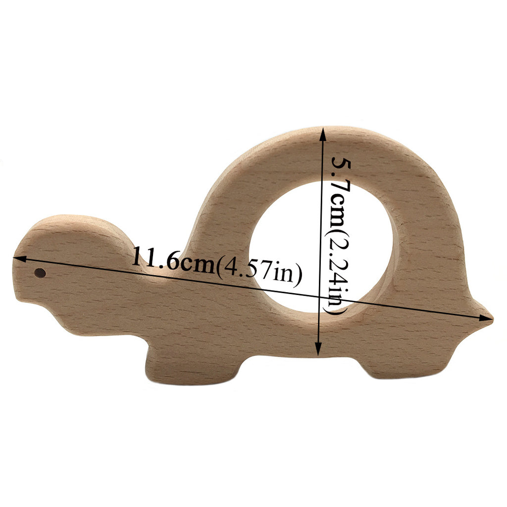 Natural Wooden Animal Shape Ring Baby Teether Teething Toy Tortoise