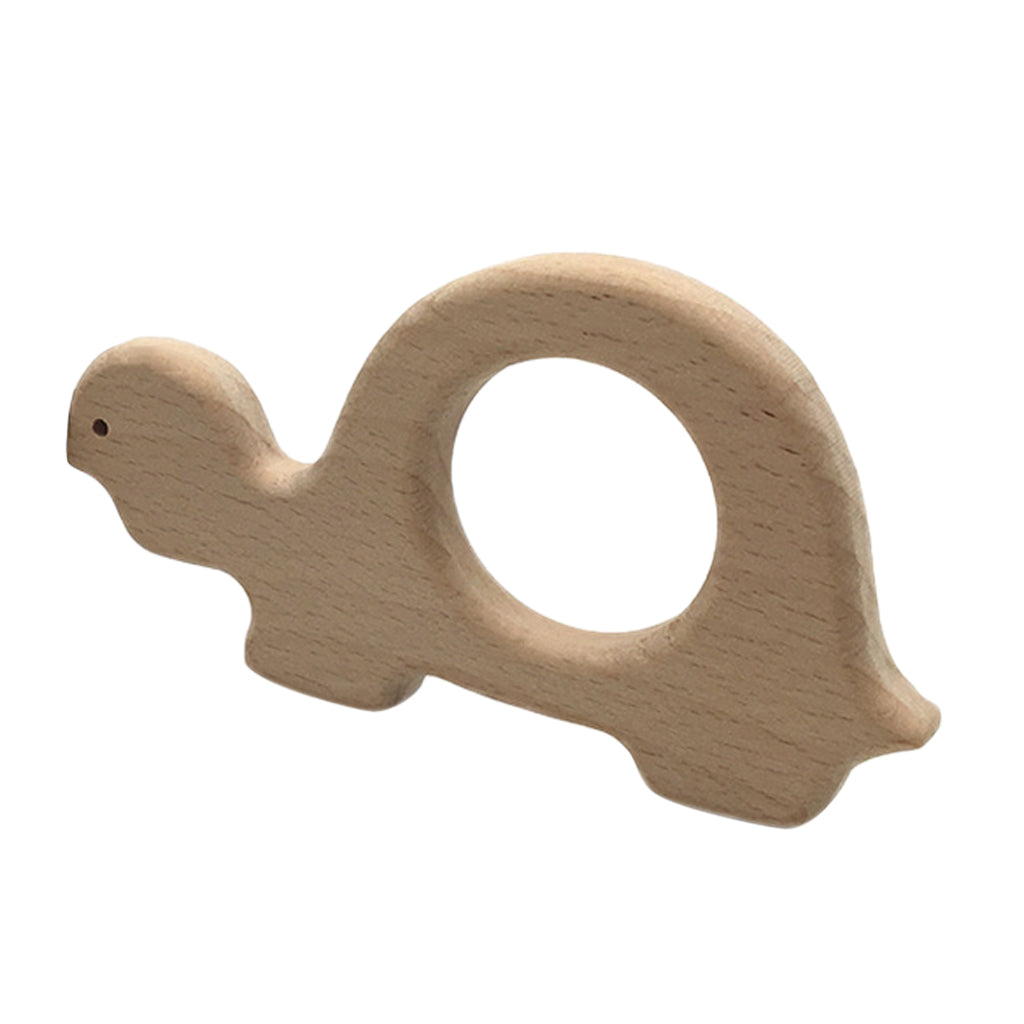 Natural Wooden Animal Shape Ring Baby Teether Teething Toy Tortoise