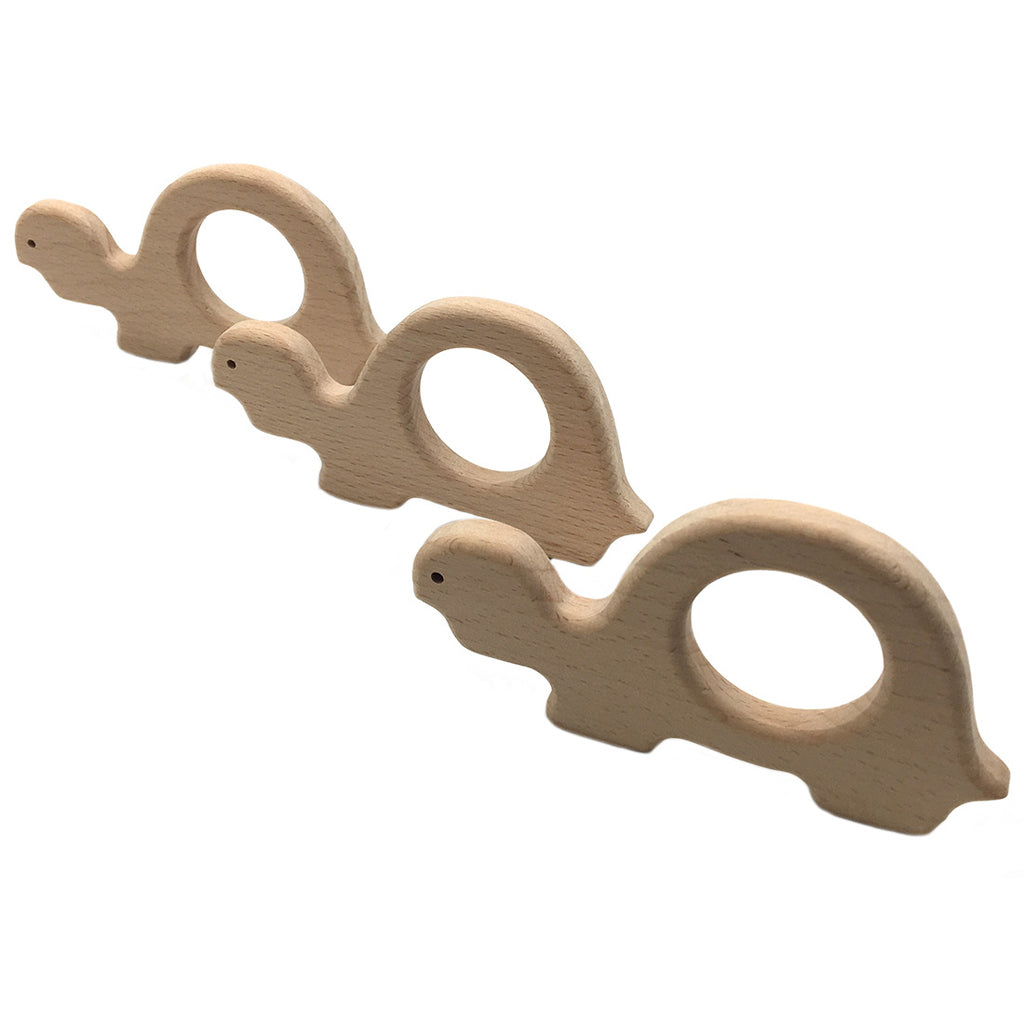 Natural Wooden Animal Shape Ring Baby Teether Teething Toy Tortoise