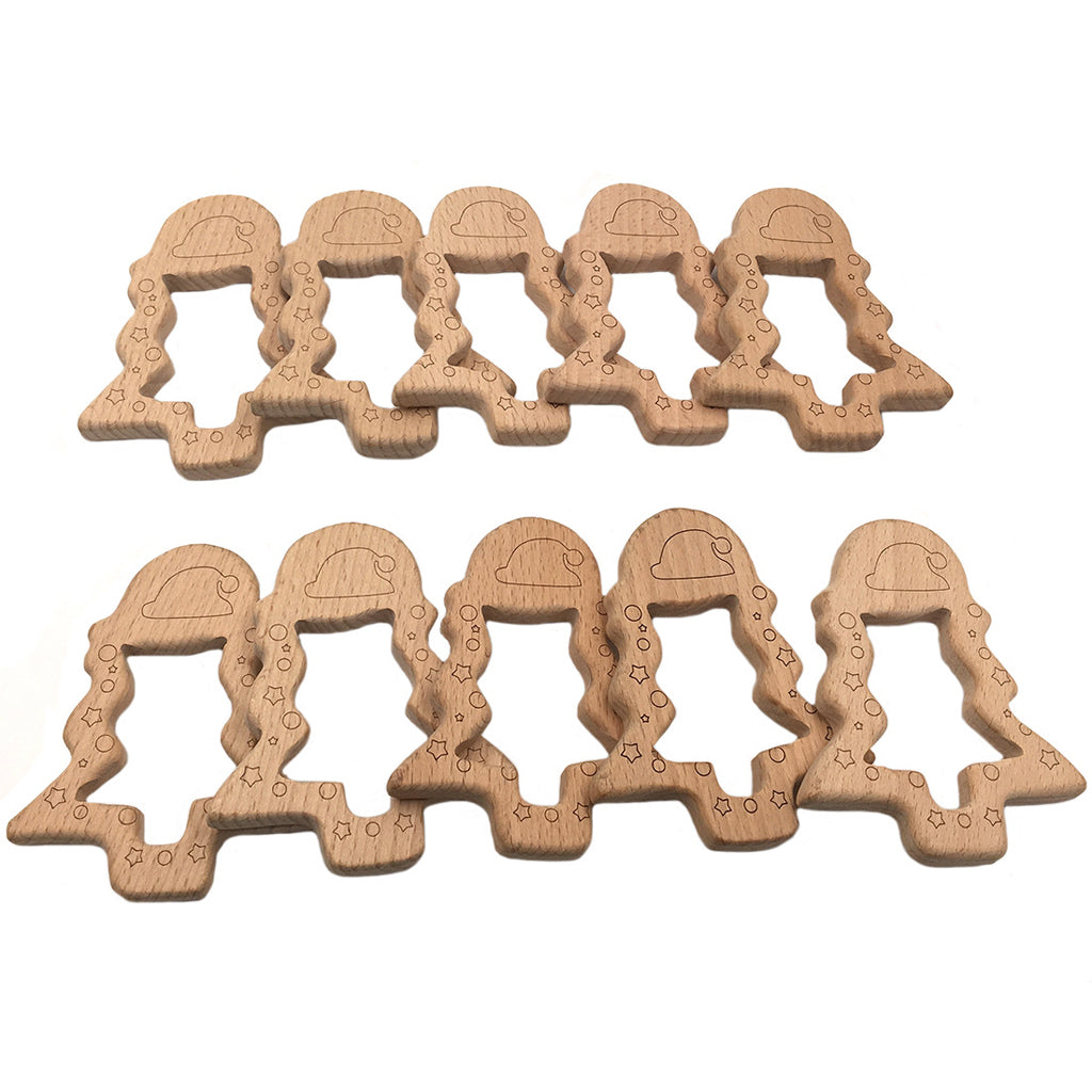 Natural Wooden Animal Shape Ring Baby Teether Teething Toy Christmas trees