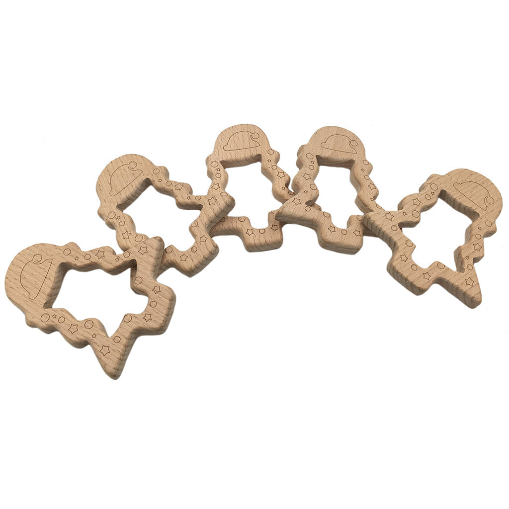 Natural Wooden Animal Shape Ring Baby Teether Teething Toy Christmas trees