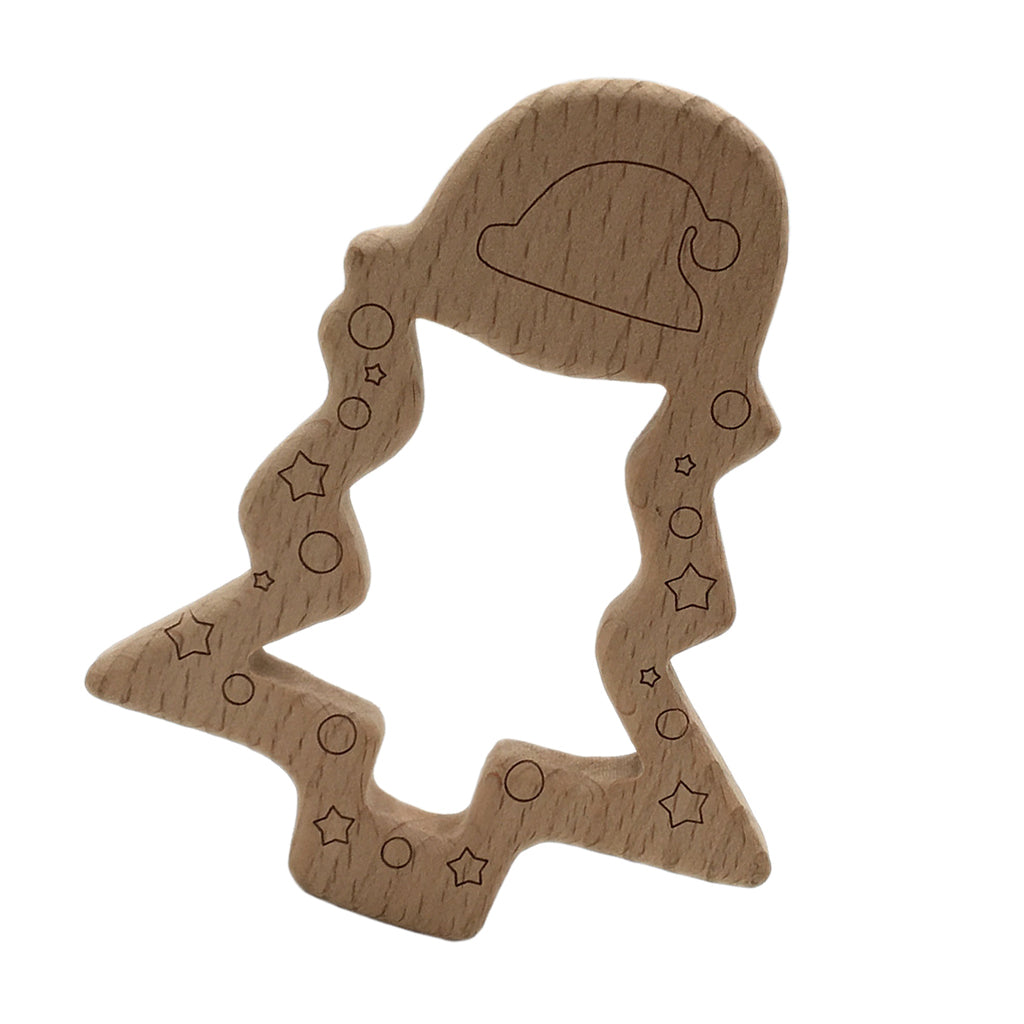 Natural Wooden Animal Shape Ring Baby Teether Teething Toy Christmas trees