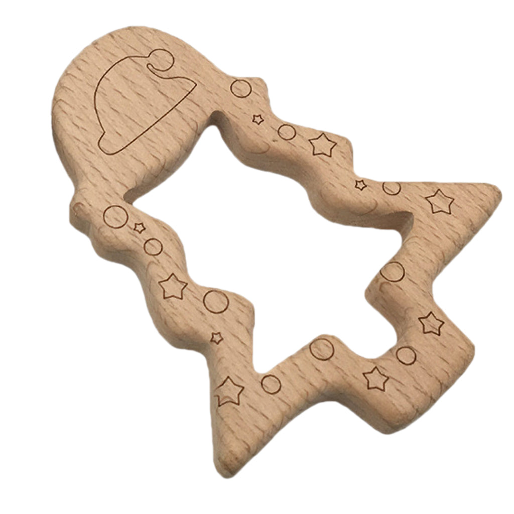 Natural Wooden Animal Shape Ring Baby Teether Teething Toy Christmas trees