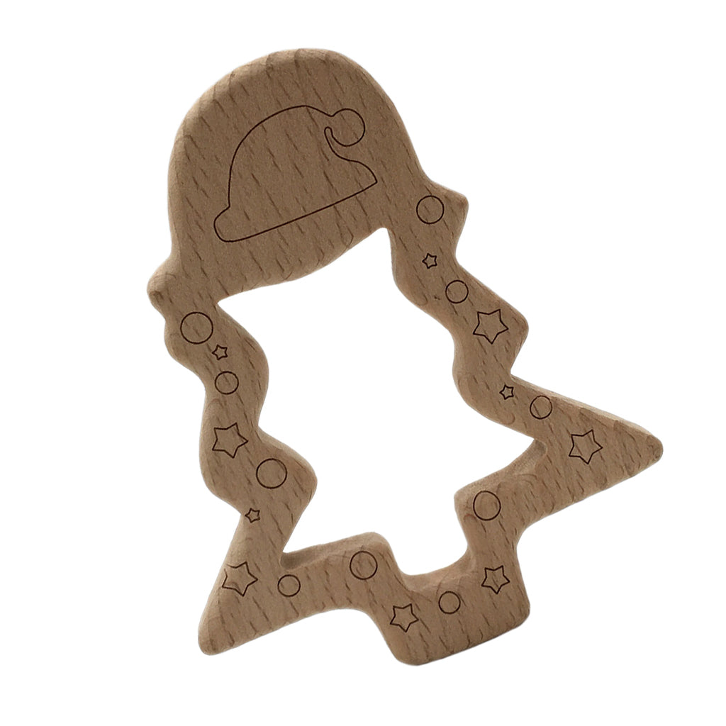 Natural Wooden Animal Shape Ring Baby Teether Teething Toy Christmas trees