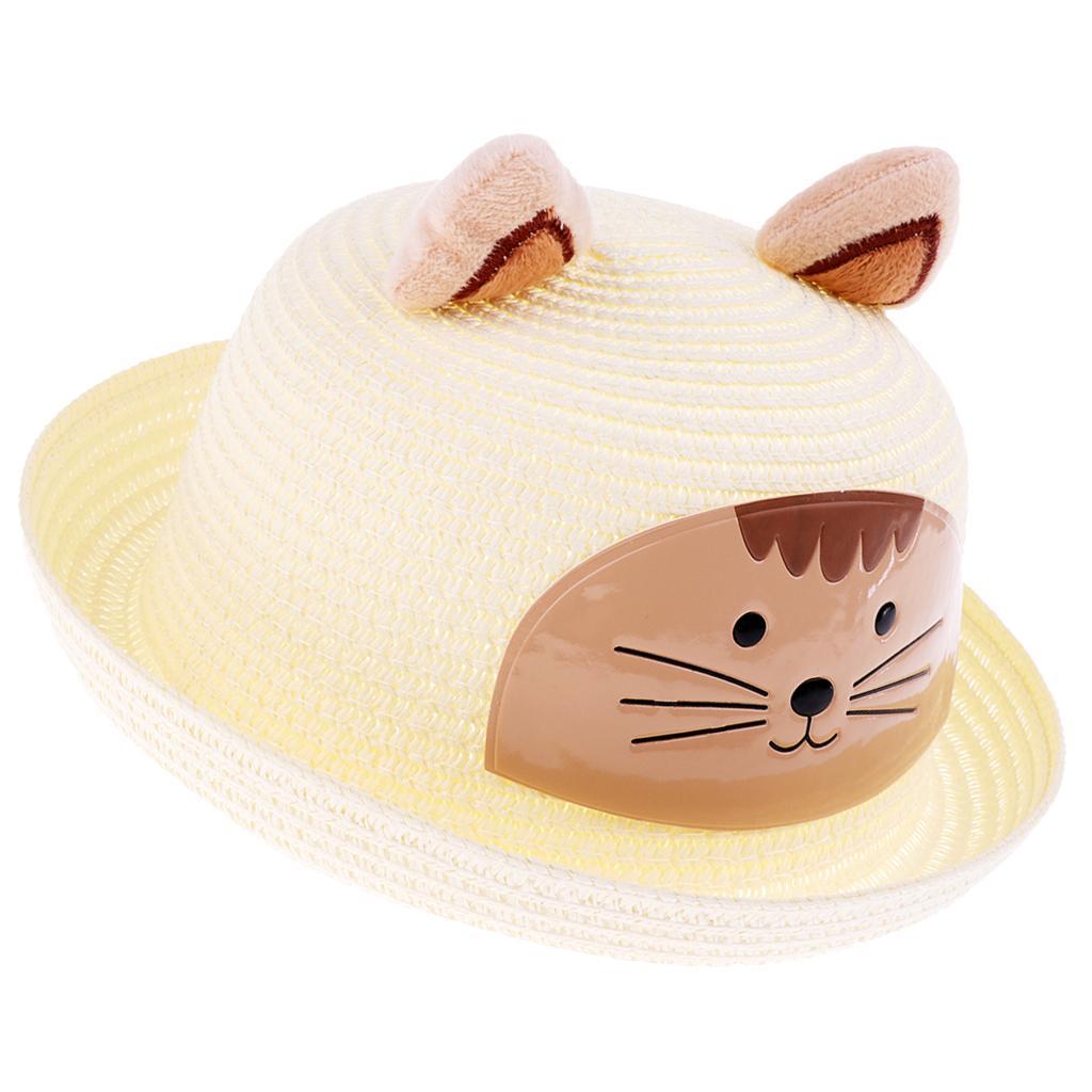 Baby Girls Kids Boys Children Cap Summer Beach Sun Straw Hat Headwear  White