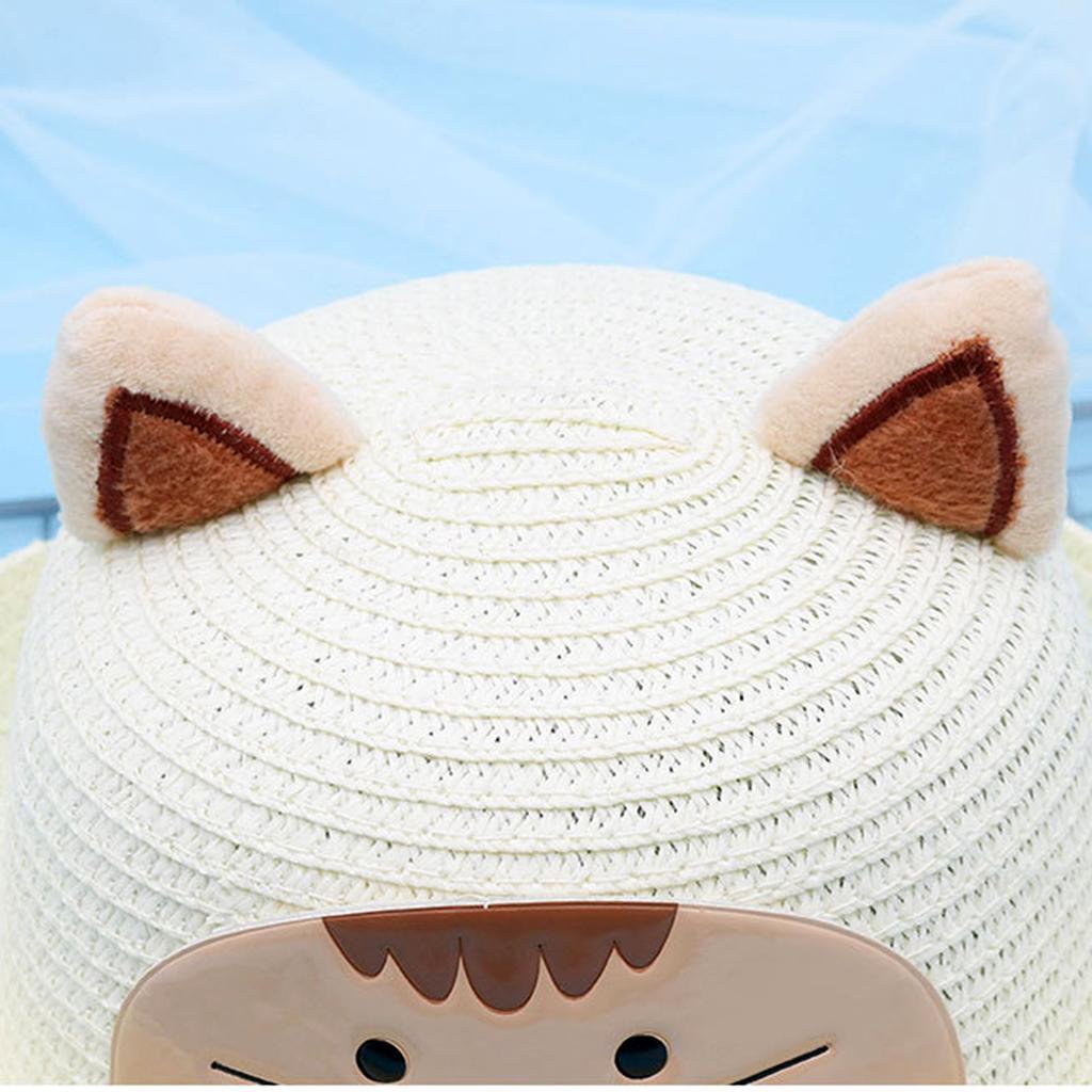 Baby Girls Kids Boys Children Cap Summer Beach Sun Straw Hat Headwear  White