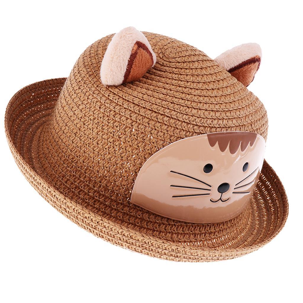 Baby Girls Kids Boys Children Cap Summer Beach Sun Straw Hat Headwear  Brown